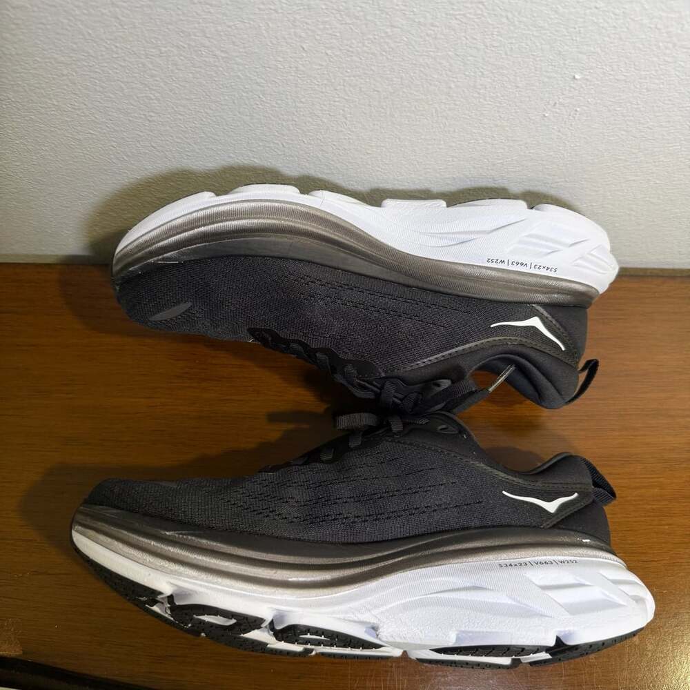 Hoka Bondi 8 Black White Running Shoes Women US 8D - Picture 8 of 11